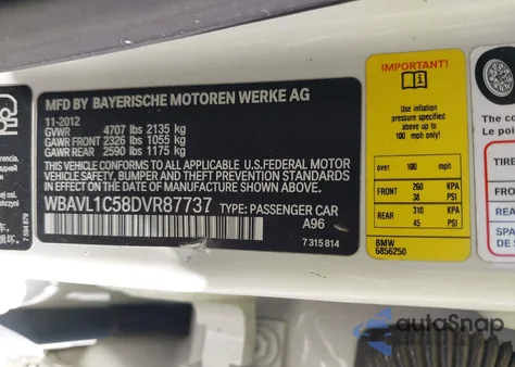 2013 BMW X1 xDrive28I from USA, damaged, VIN WBAVL1C58DVR87737